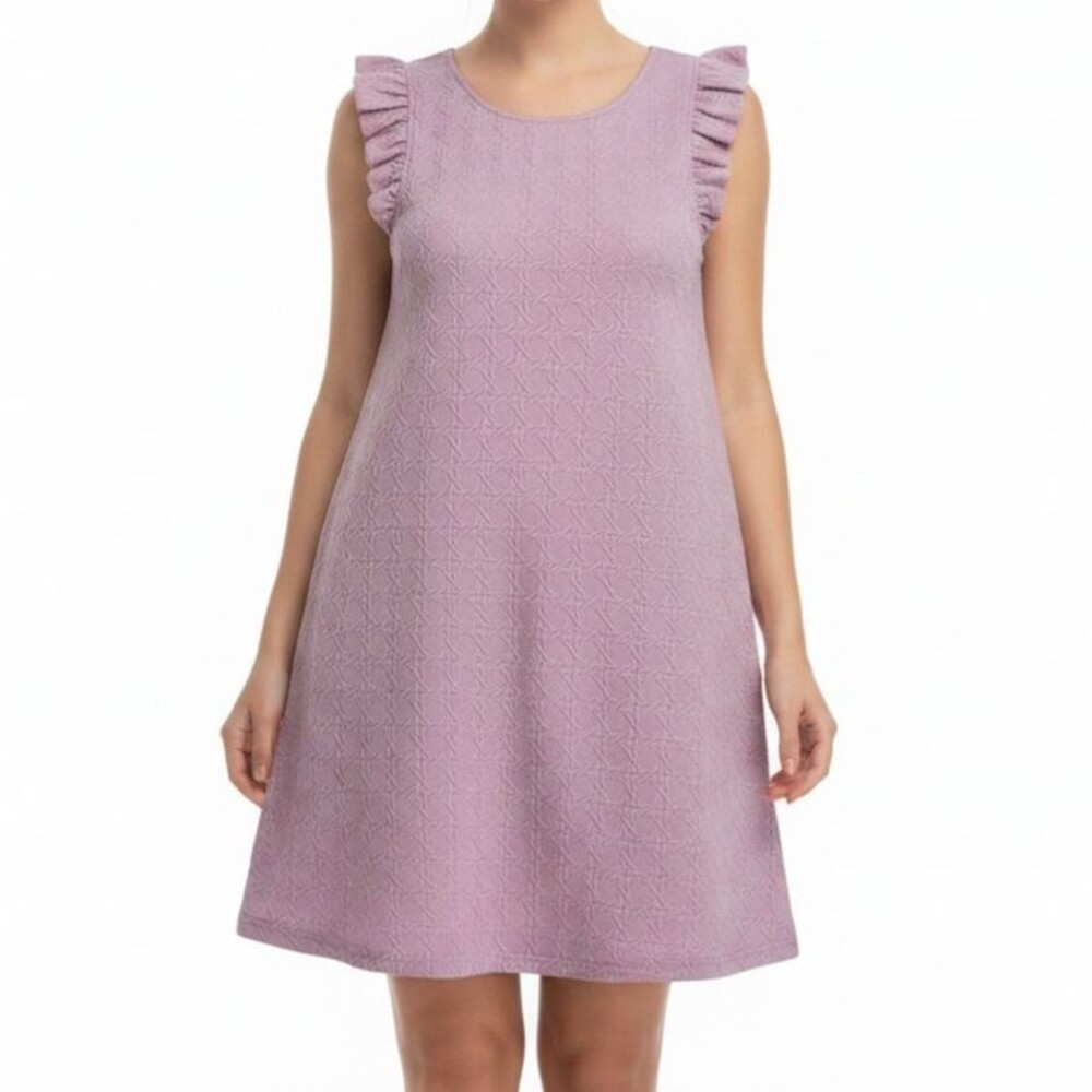 SSYS the Label The Emma Dress Large Ruffle Racerback Mini in Cane Quilted Lilac